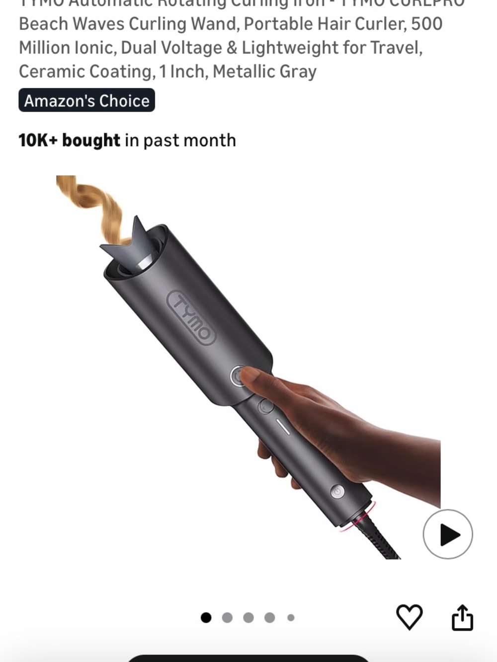 TYMO Metallic Gray Automatic Curling Iron for Women – Easy Beach Waves